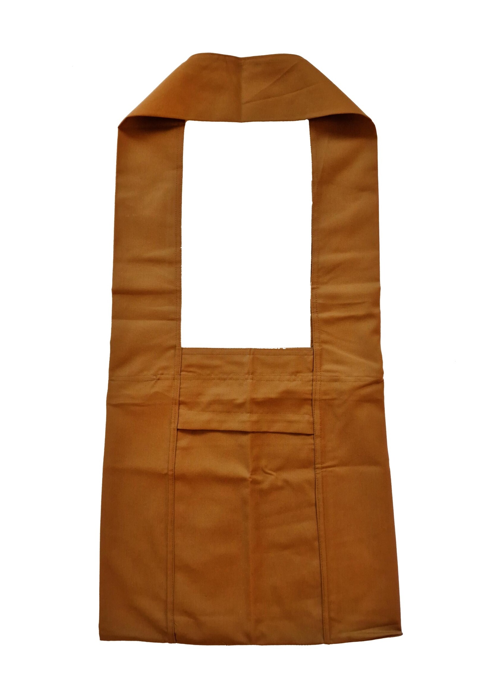 Tibetan Monk Bag Made of Cotton, Handmade in Nepal, Dark Yellow