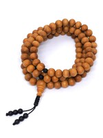 Tibetan Prayer Beads Mala Sandalwood with Onyx Handmade