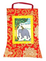 Tibetisches Thangka "Die Vier Harmonischen Freunde", handgedruckt auf Reispapier, mini