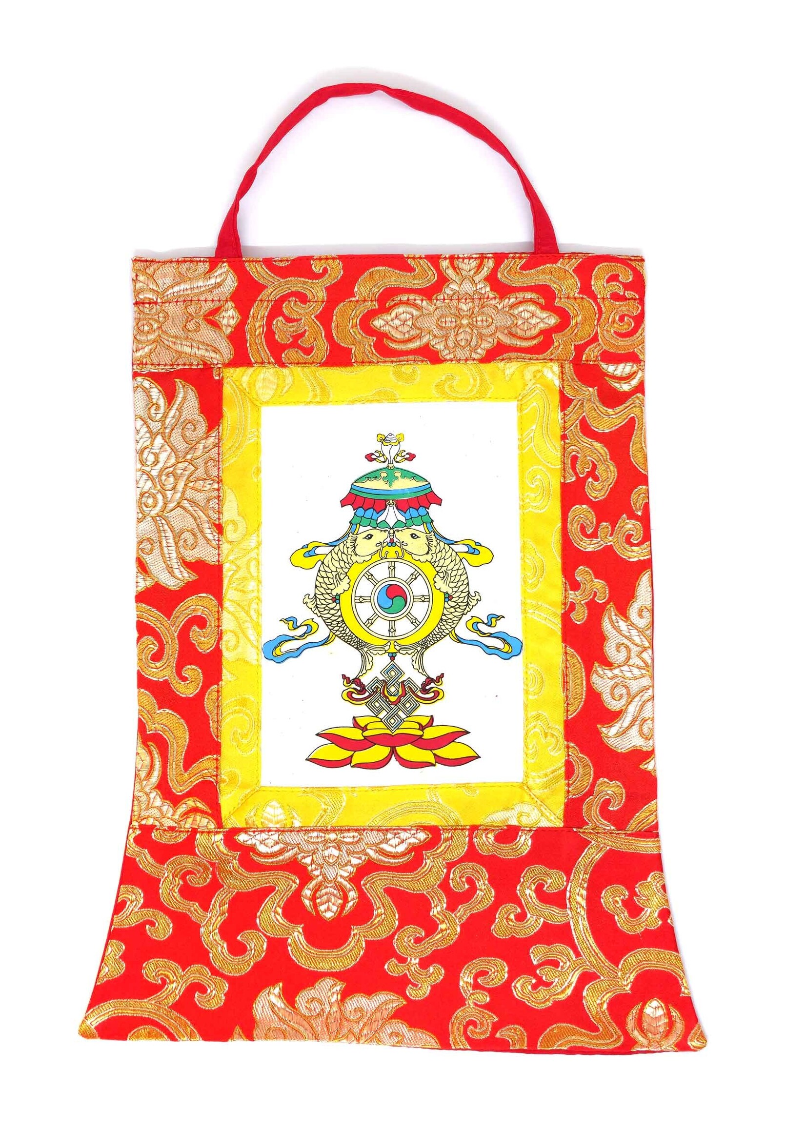 Tibetisches Thangka "8 Glückssymbole", mini