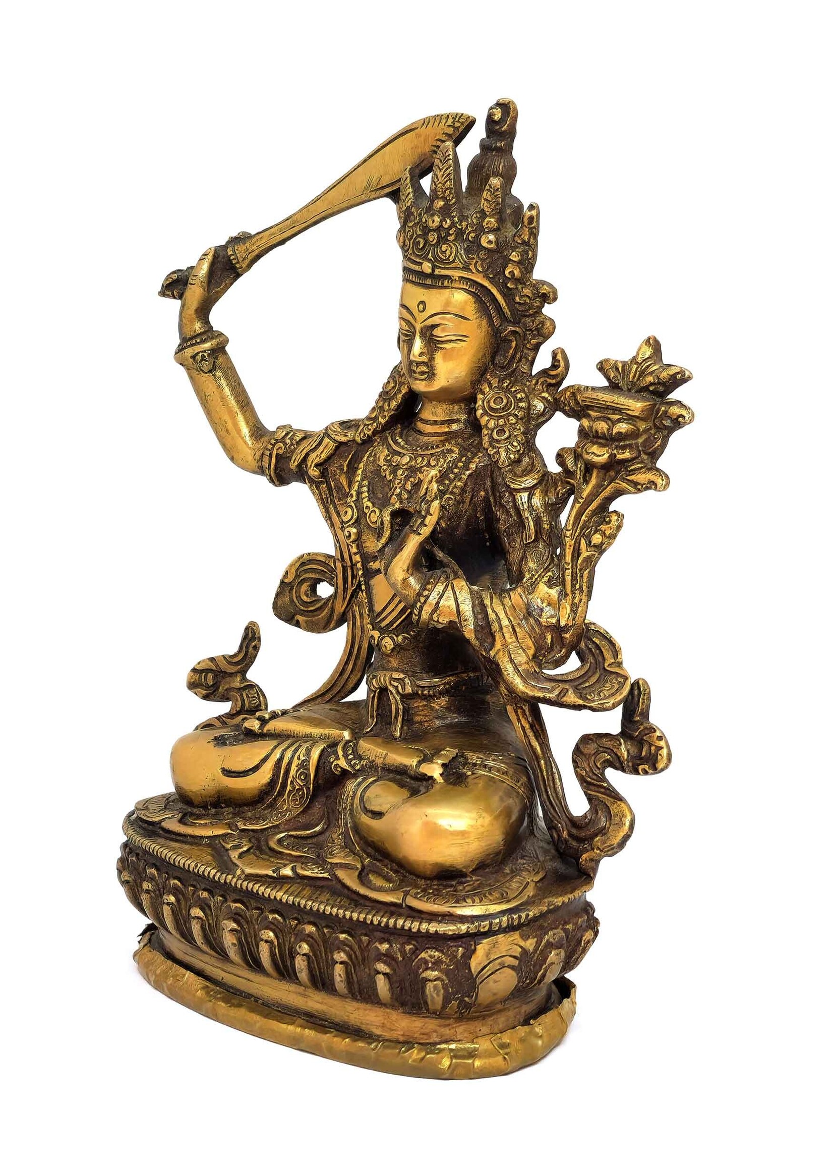 Tibetan Manjushri Statue Handcrafted, 22 cm