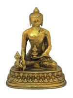 Statue Bouddha Médecine Tibétain Cuivre, 5,5 cm