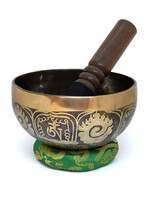 Tibetan Handcrafted Singing Bowl "Om Ah Hum Rhi" Mantra, 3-Piece Set, Ø 14cm, 460–500g