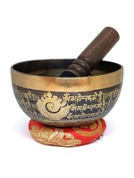 Bol Chantant Tibétain Artisanal "Om Mani Padme Hum" Mantra, Set 3 Pièces, Ø 14cm, 630–670g