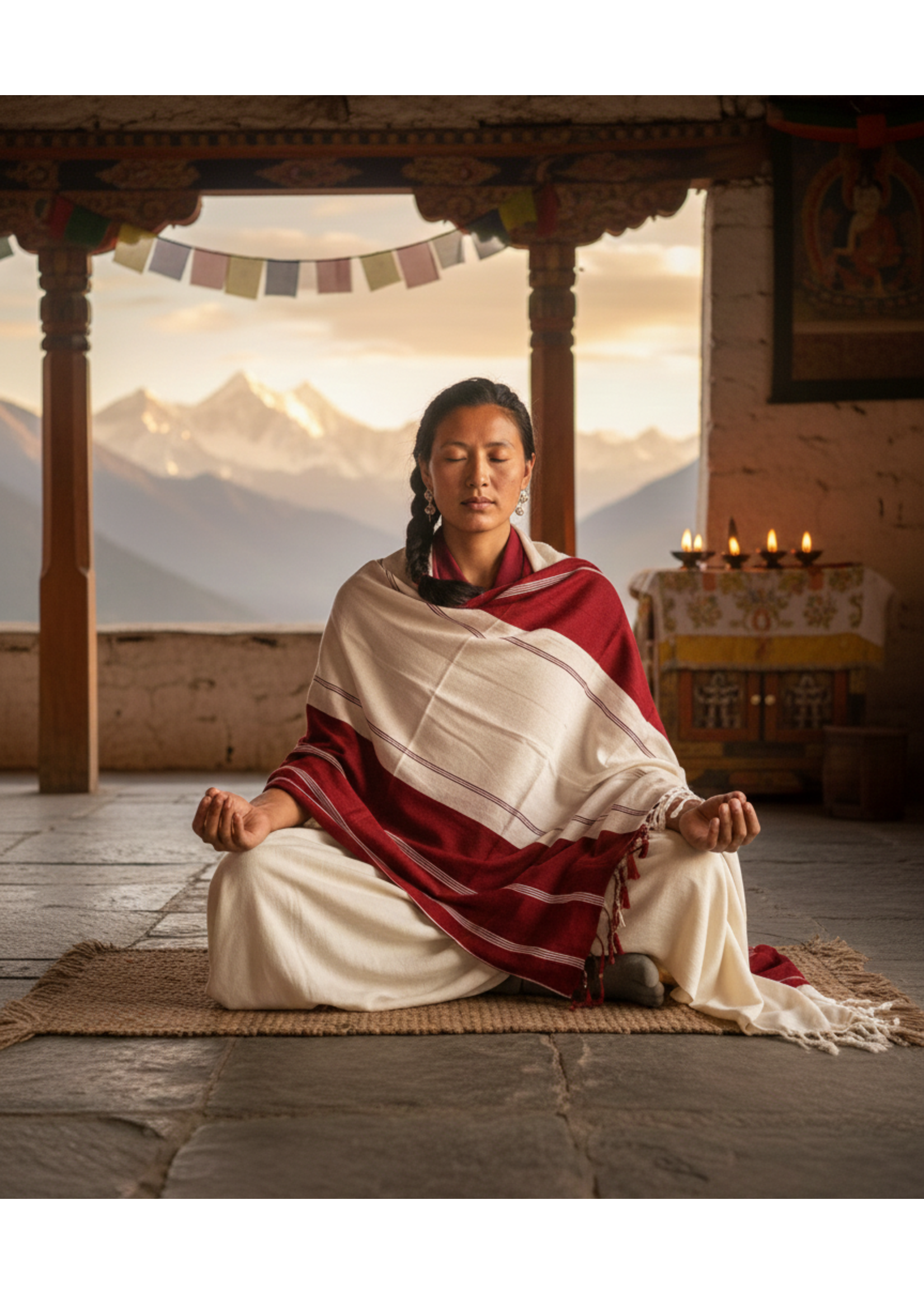 Tibetan Ngakpa Shawl Cotton, 95 x 290 cm