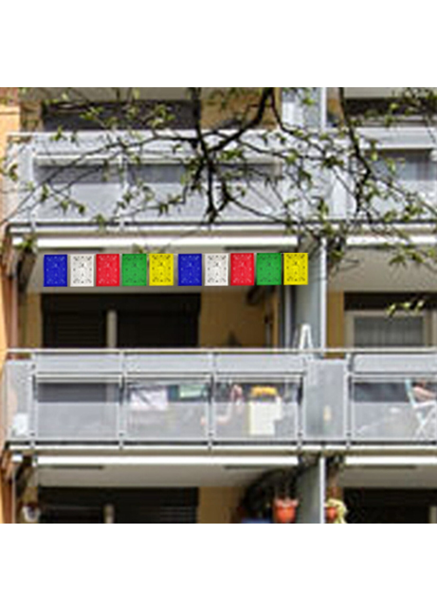 Drapeaux de prière tibétains en coton de qualité supérieure 20 x 20 cm, 2 mètres