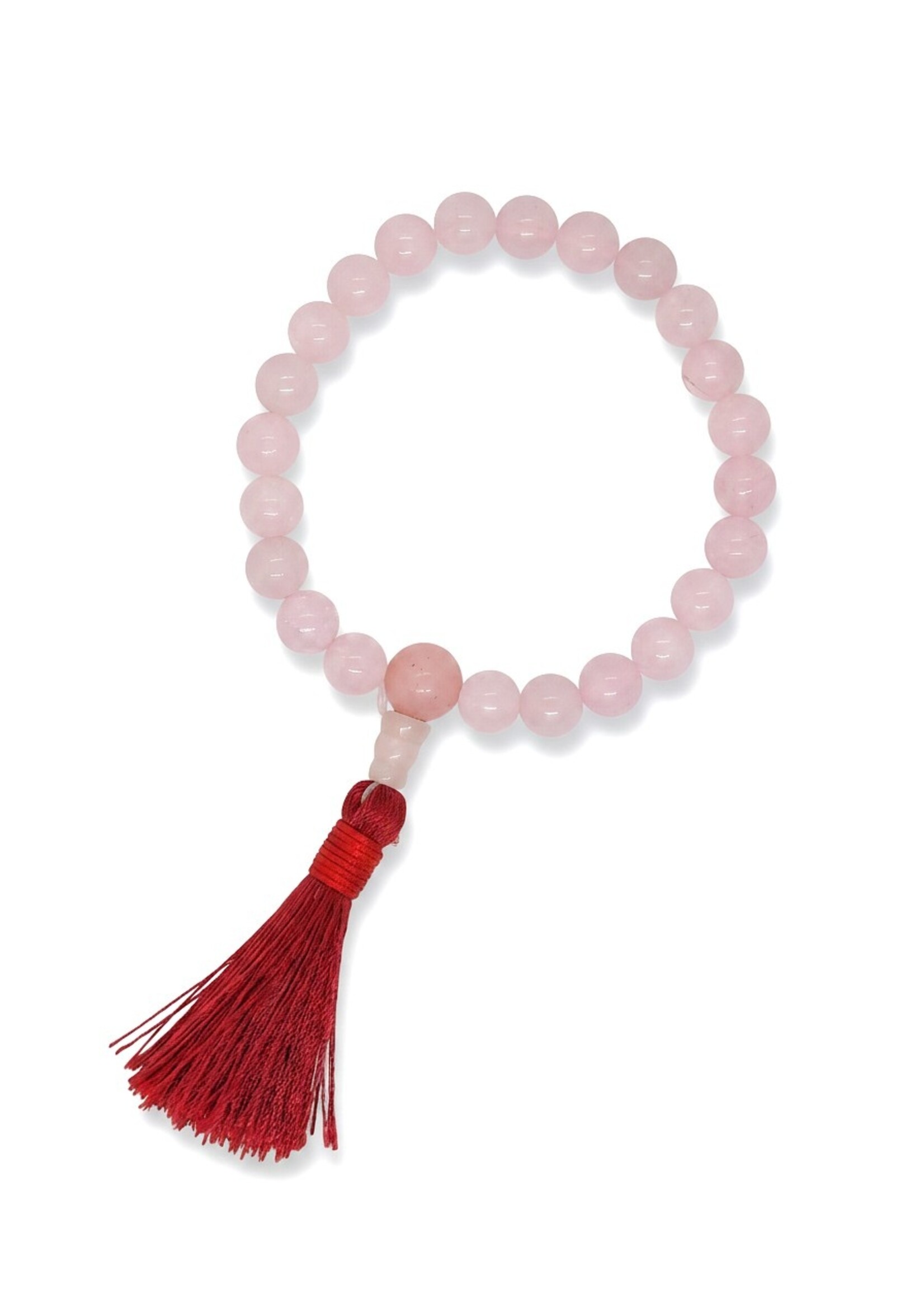 Bracciale Mala da polso in quarzo rosa, estensibile