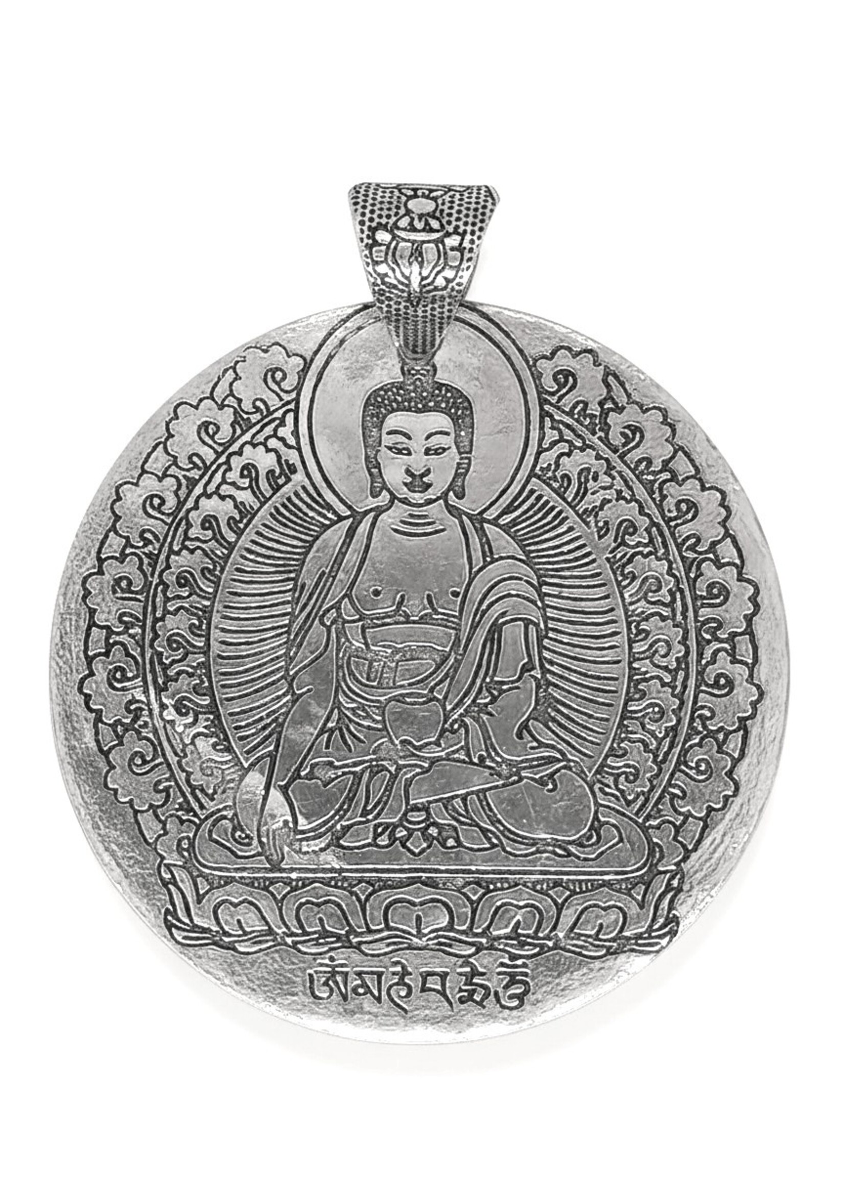Ciondolo Buddha Shakyamuni Metallo Bianco Artigianale, 4 cm