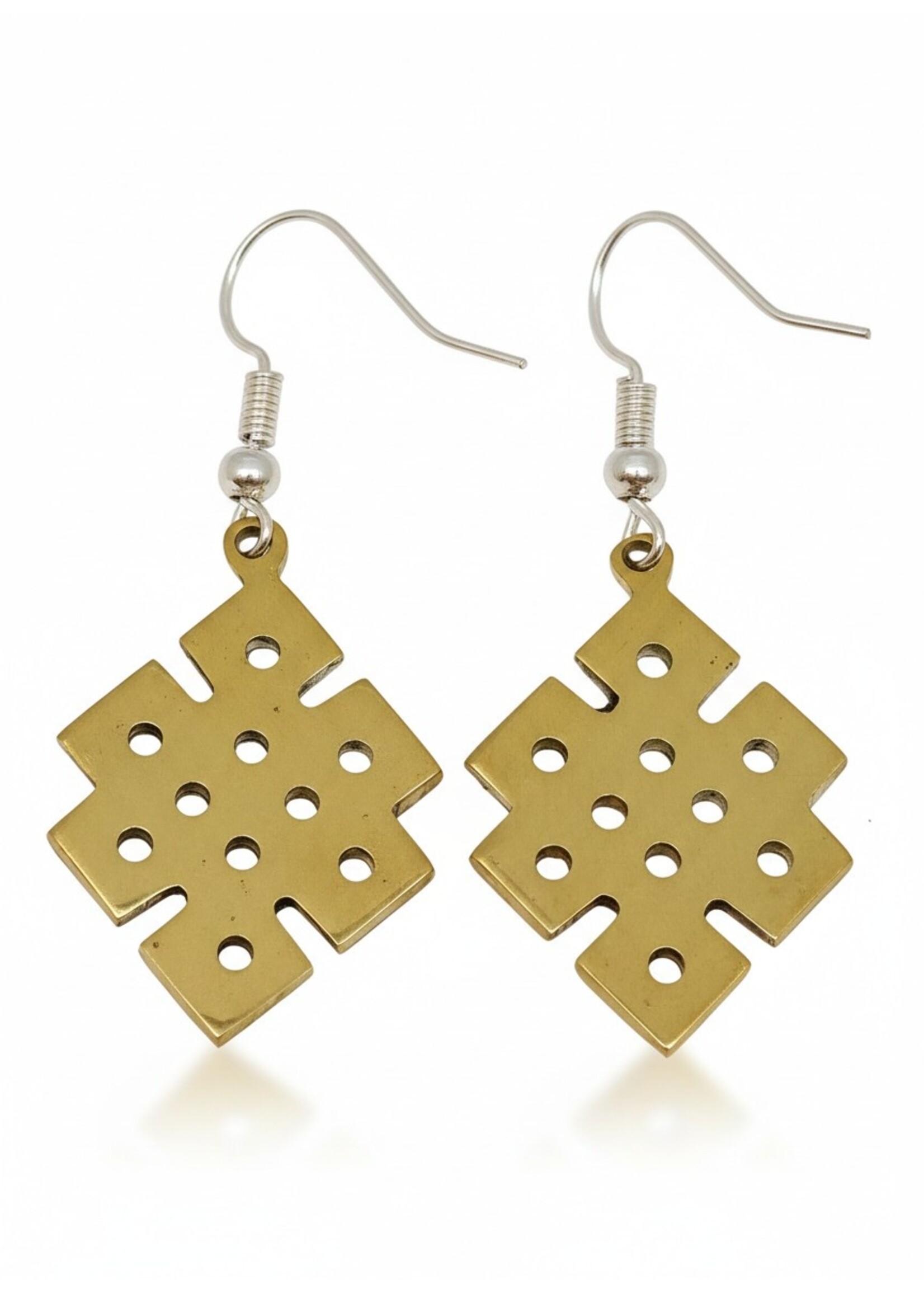 Tibetan Endless Knot Earrings Turquoise Handcrafted