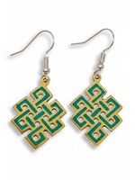Tibetan Endless Knot Earrings Turquoise Handcrafted