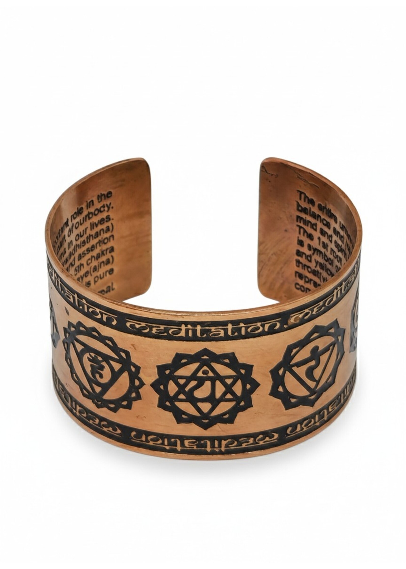 Bracelet Manchette Cuivre Sept Chakras Artisanal, Ajustable