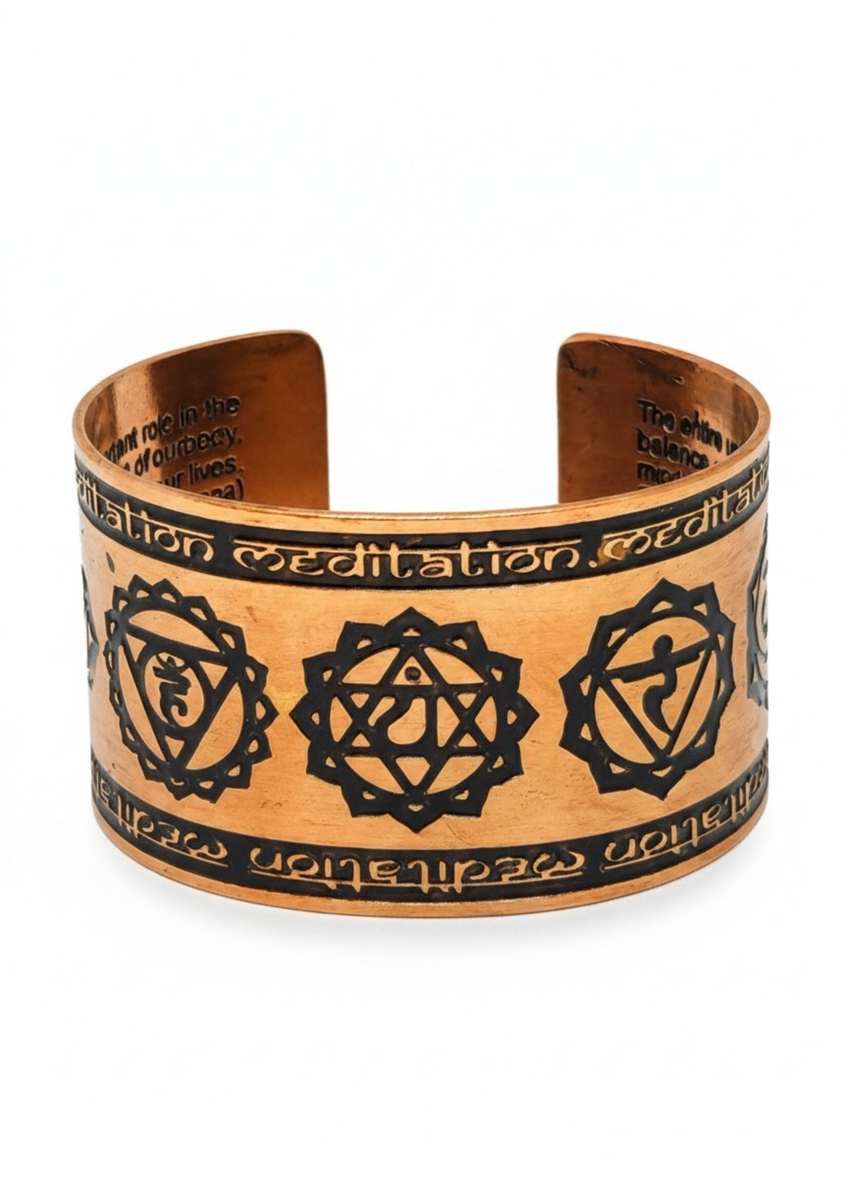 Seven Chakra Copper Cuff Bracelet Handcrafted, Adjustable