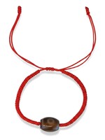 Tibetisches Rotes Glücksarmband Dzi Perle handgeflochten