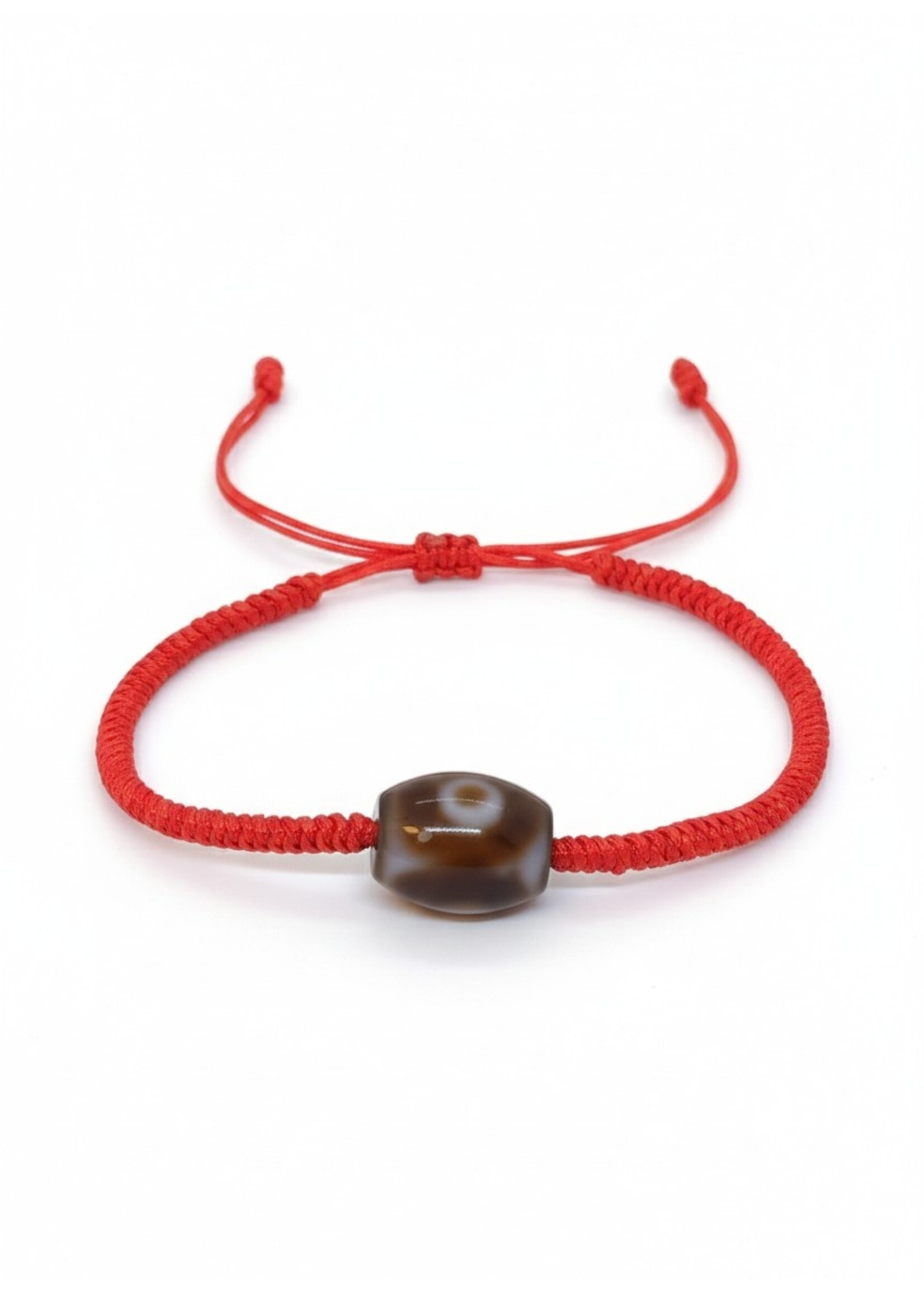 Braccialetto Portafortuna Tibetano Rosso Perla Dzi Intrecciato