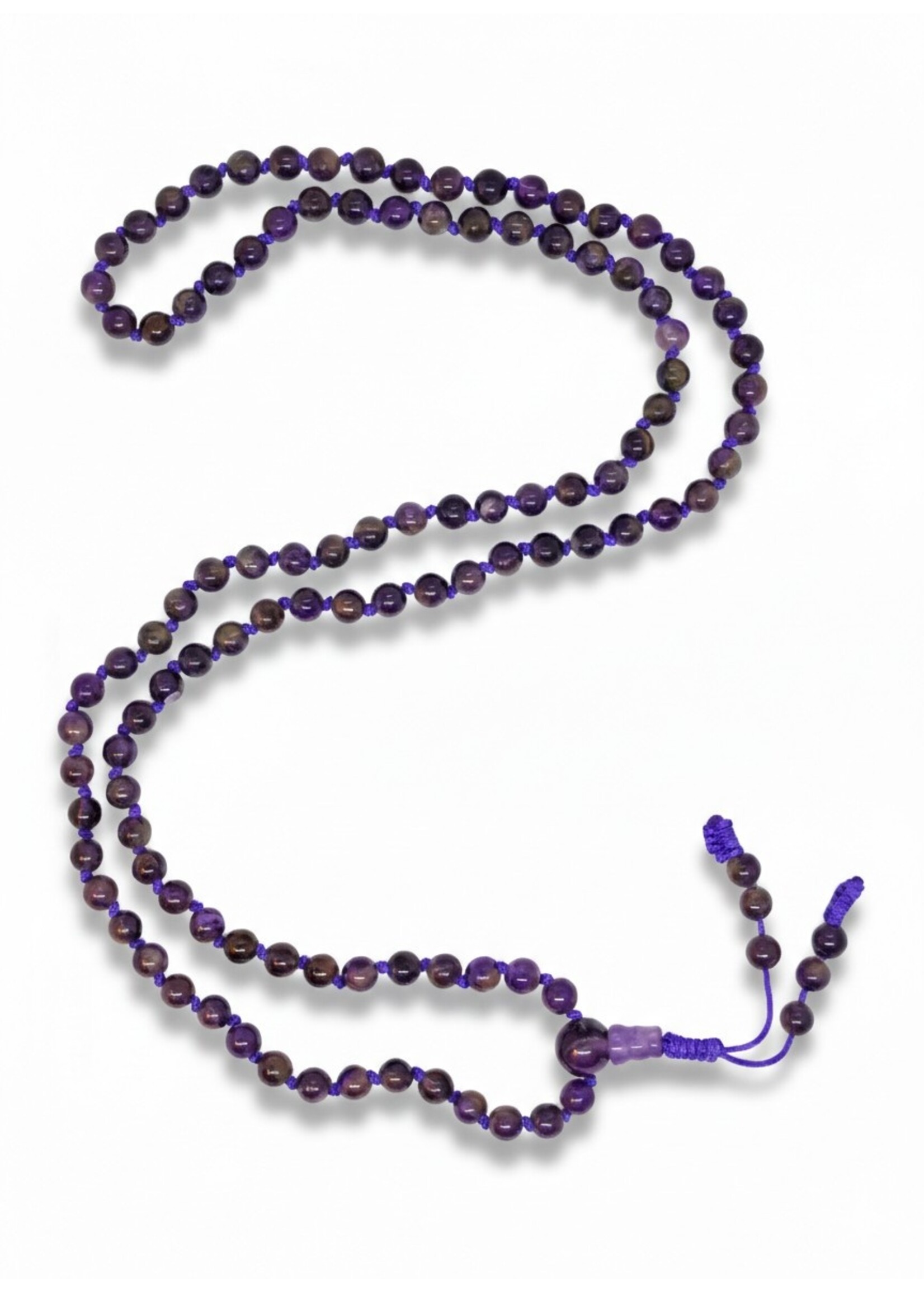 Tibetan Prayer Beads Amethyst Knotted Mala