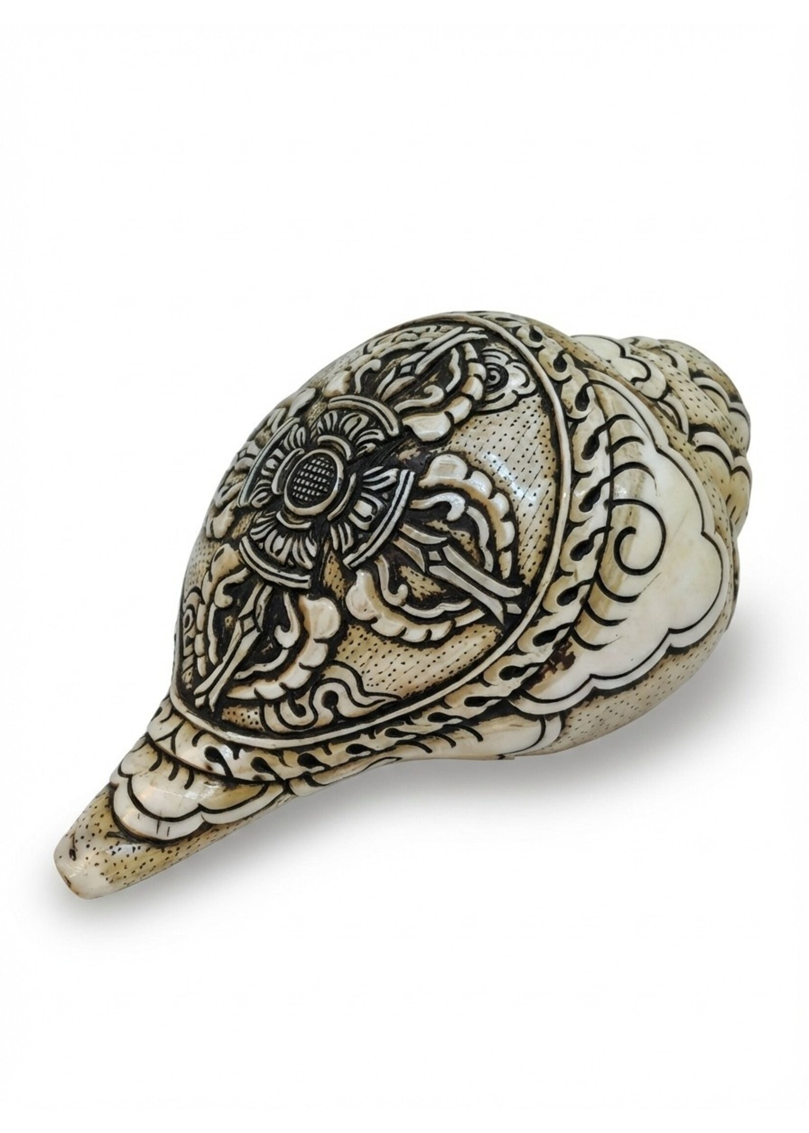 Tibetan Carved Double Dorje Conch Trumpet Dung-Kar