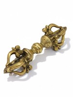 Traditioneller tibetischer Blumen Dorje Vajra aus Messing, 5 Speichen