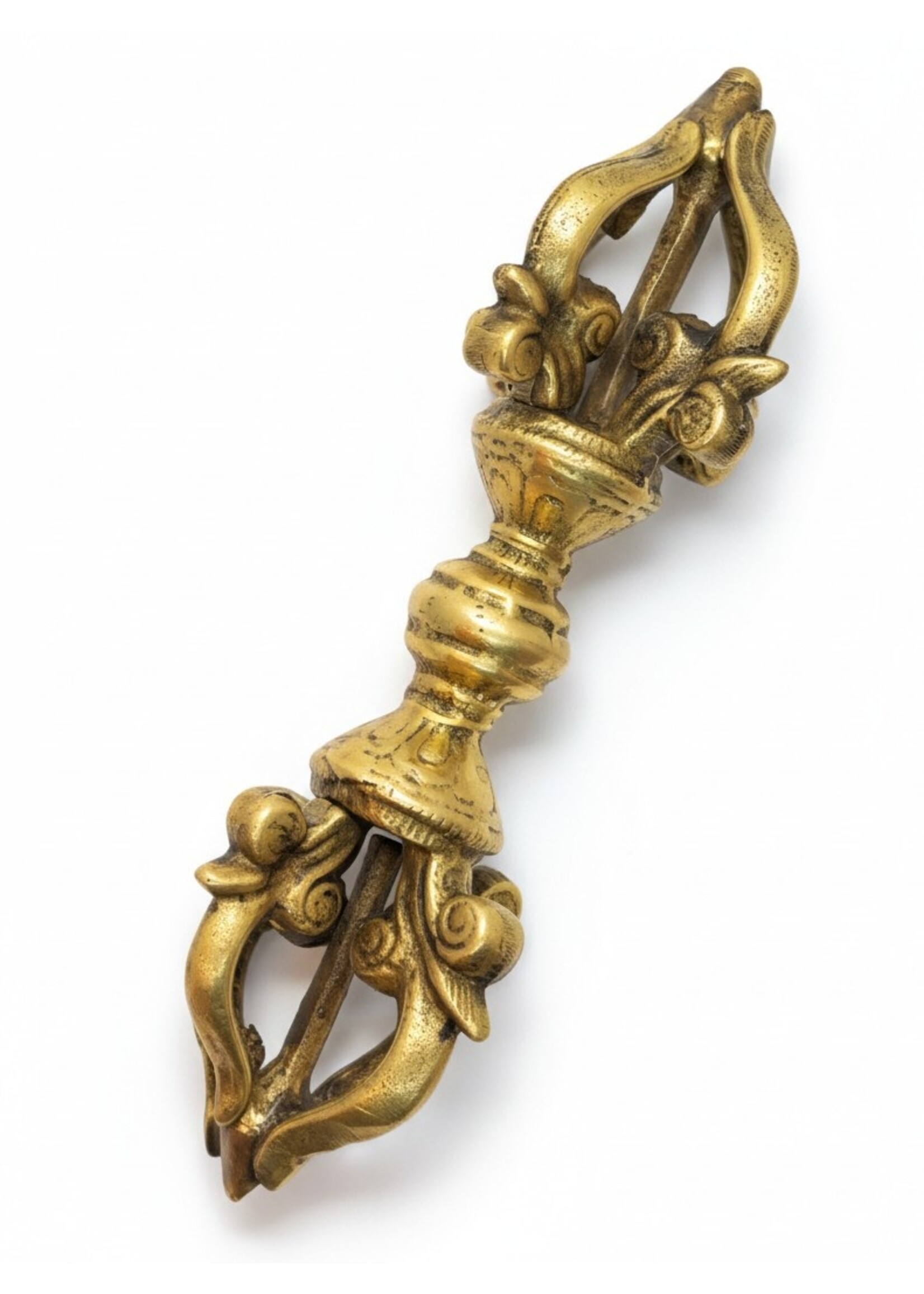 Traditioneller tibetischer Blumen Dorje Vajra aus Messing, 5 Speichen