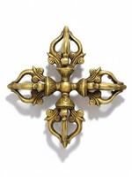 Doppio Dorje tibetano Visvavajra ottone 5 punte