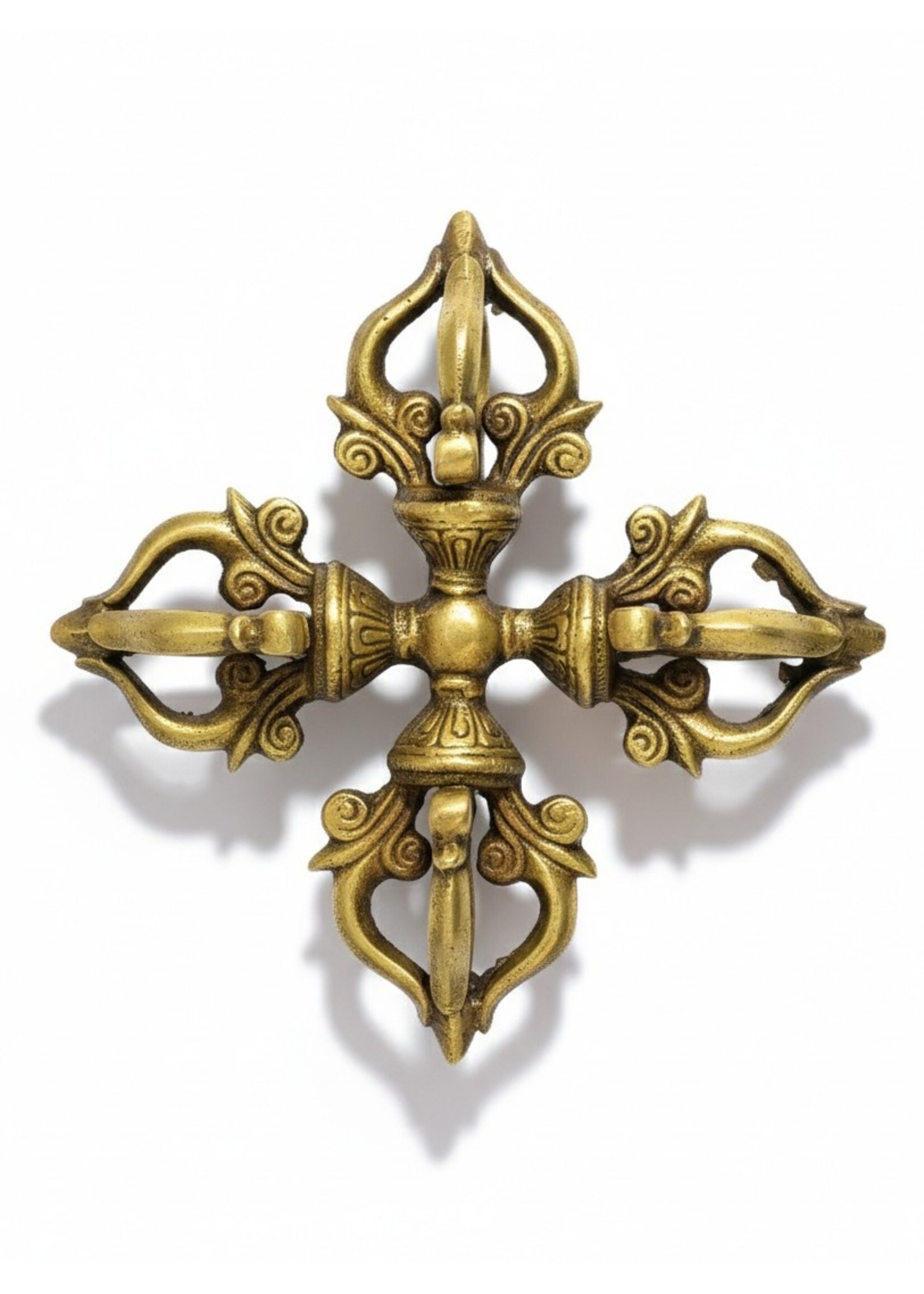 Tibetan Double Dorje Visvavajra Brass, 5 Prongs