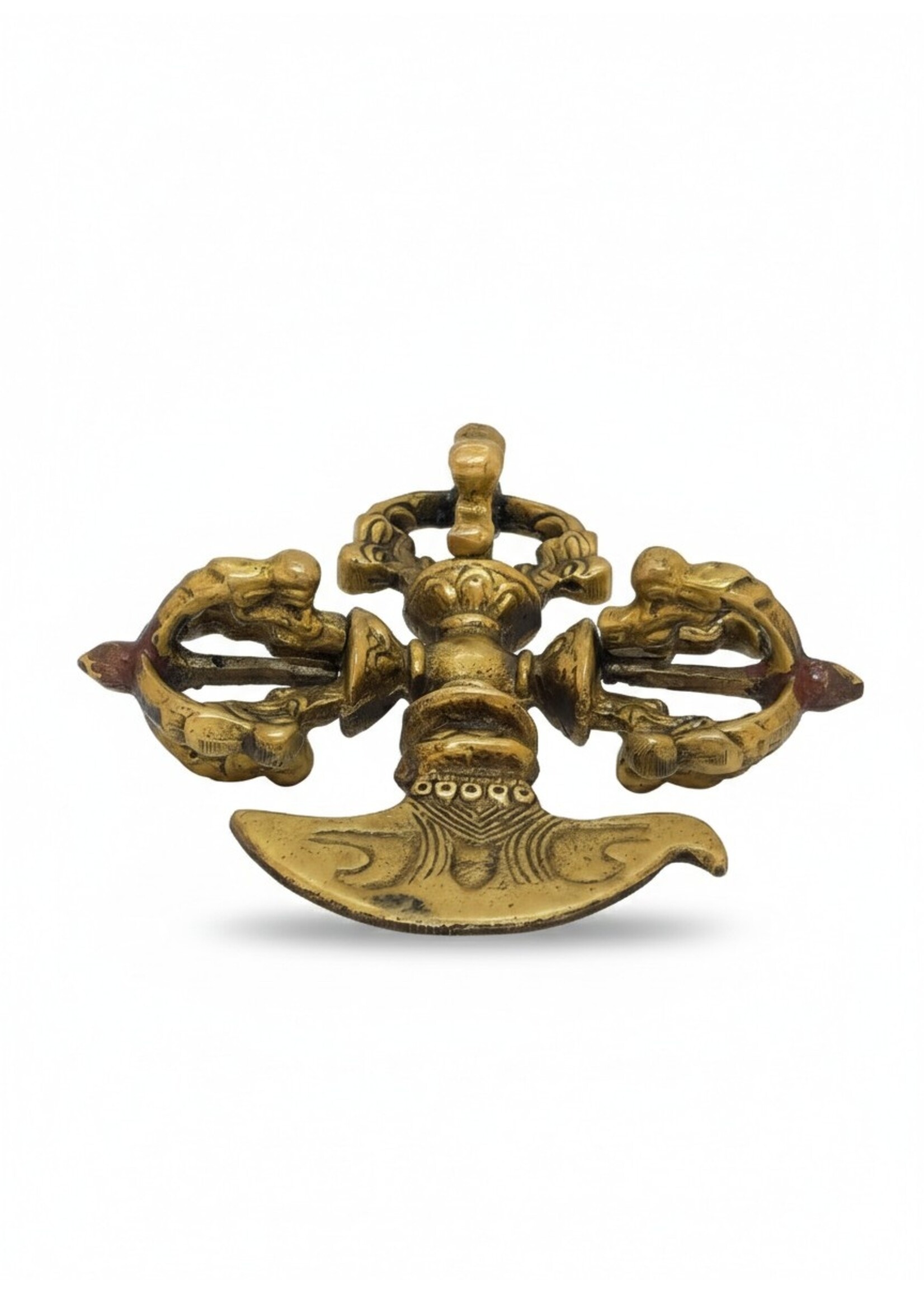 Tibetan Kartika Ritual Knife Double Dorje Brass
