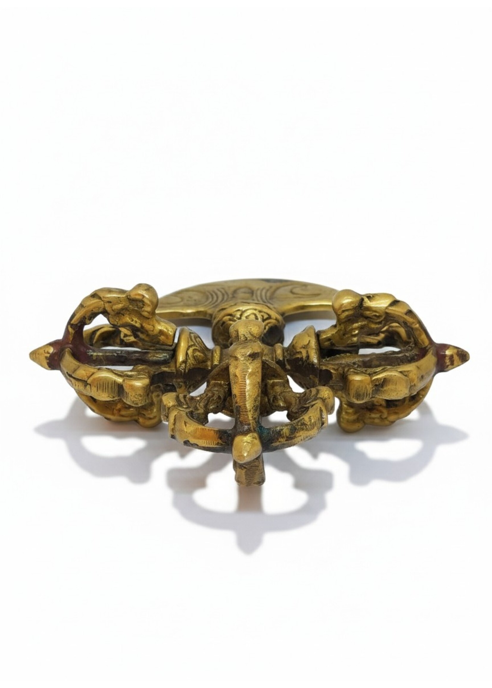 Kartika tibetano Coltello rituale Doppio Dorje in ottone