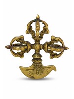 Kartika tibetano Coltello rituale Doppio Dorje in ottone