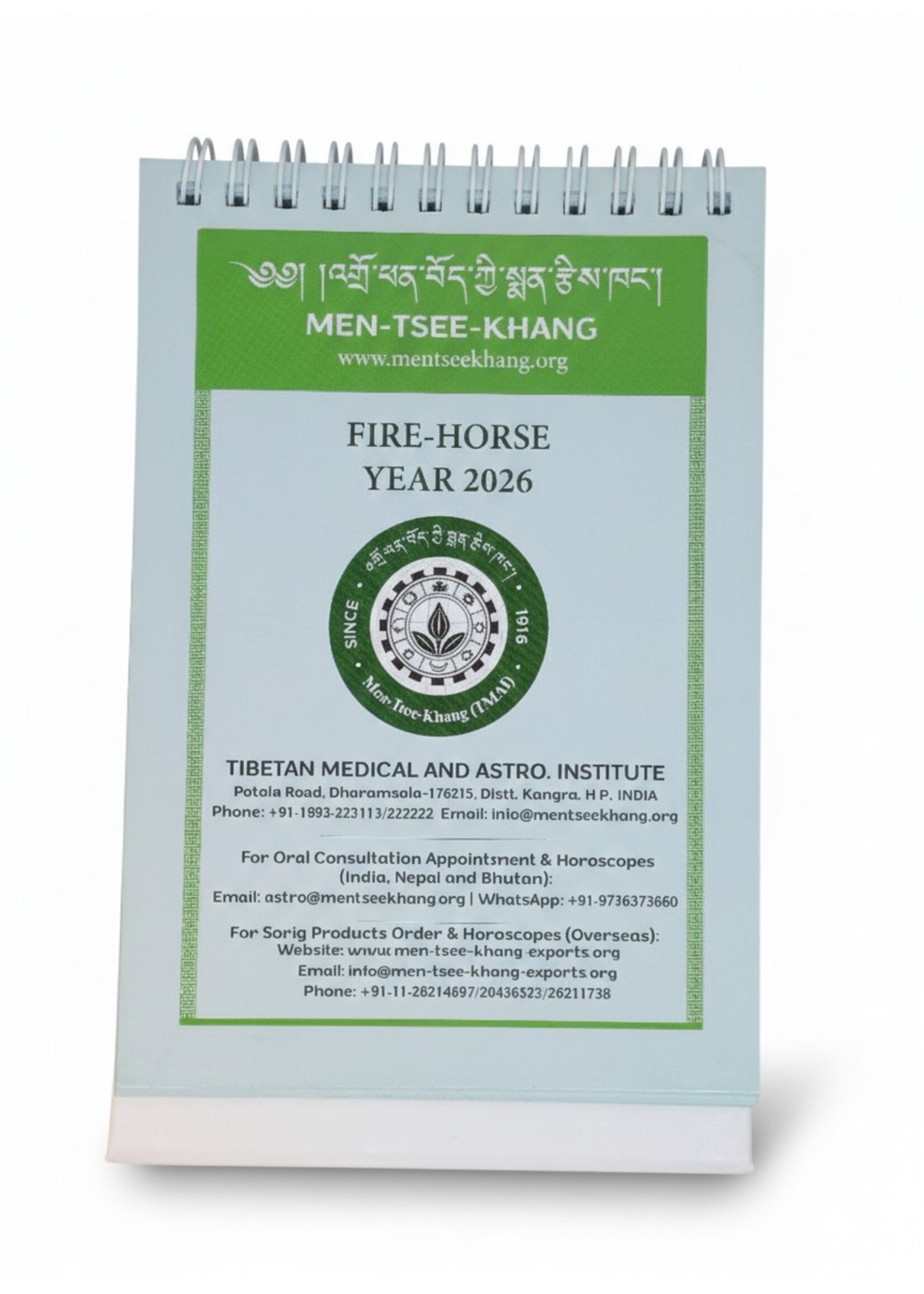 Tibetan Desk Calendar 2026 Fire Horse Year Men-Tsee-Khang