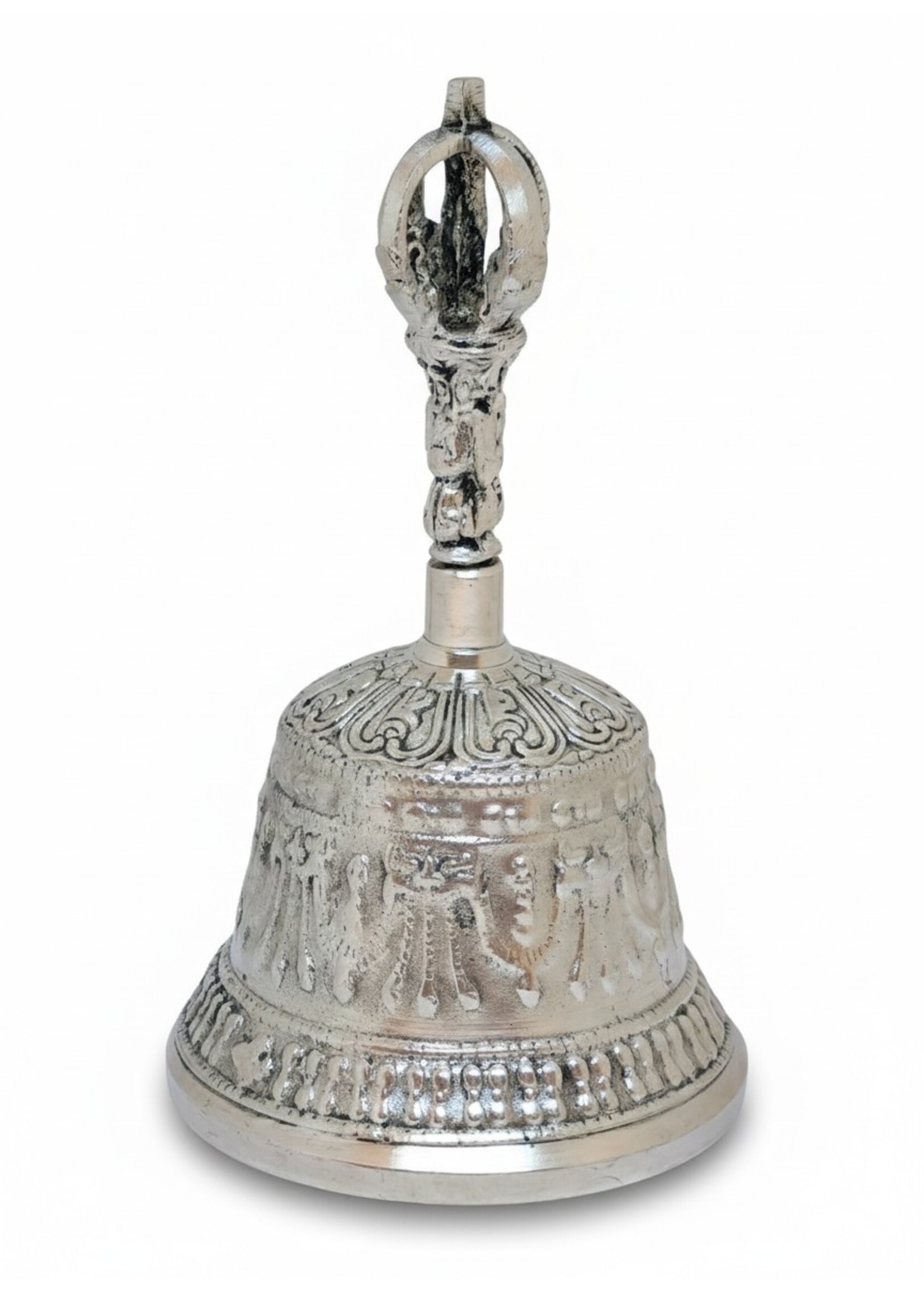 Cloche Dorje tibétains argentés Set laiton fait main