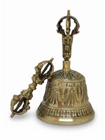 Campana e Dorje tibetani in ottone Set, 15cm