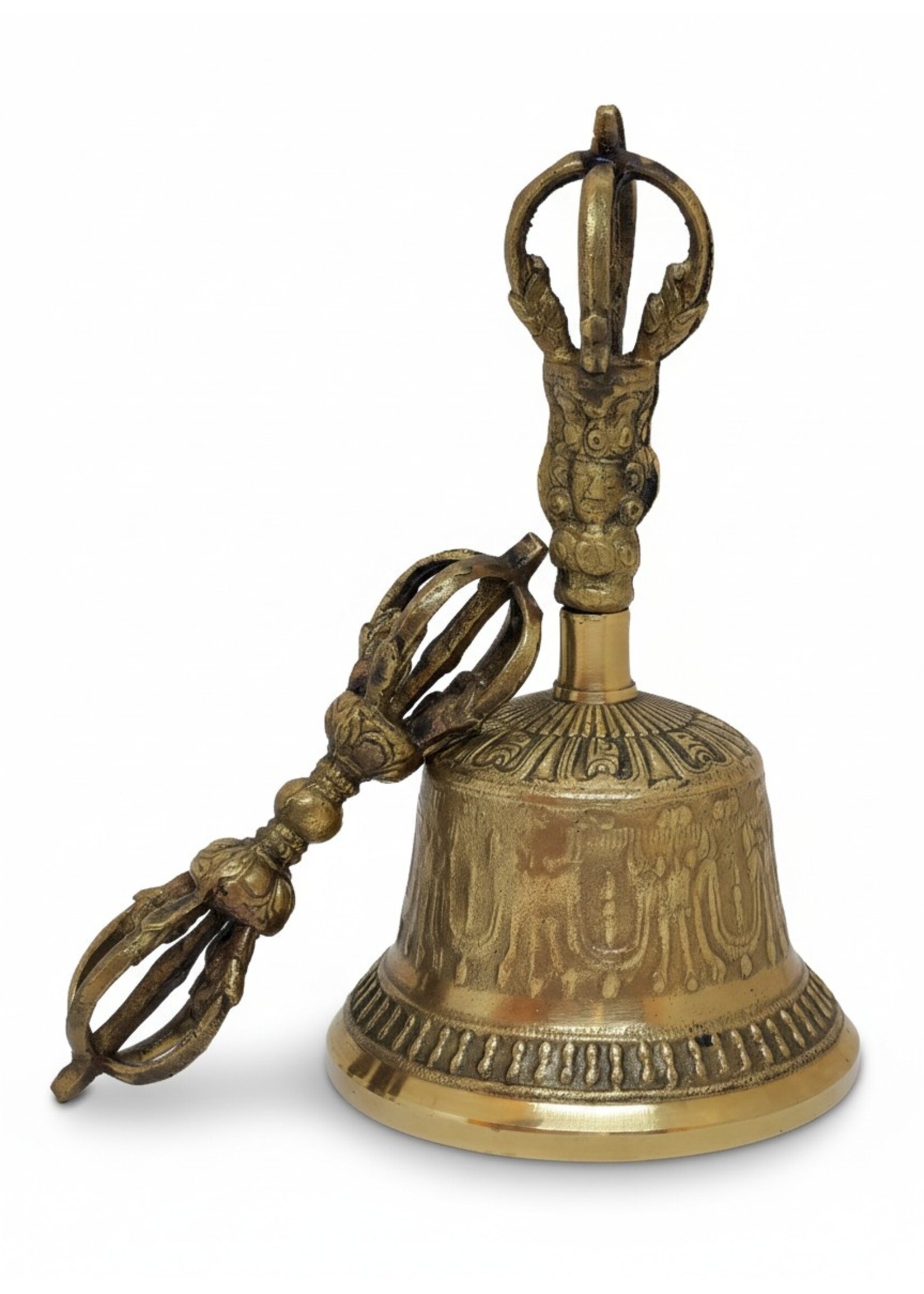 Cloche rituelle Dorje tibétains laiton grand Set 20cm