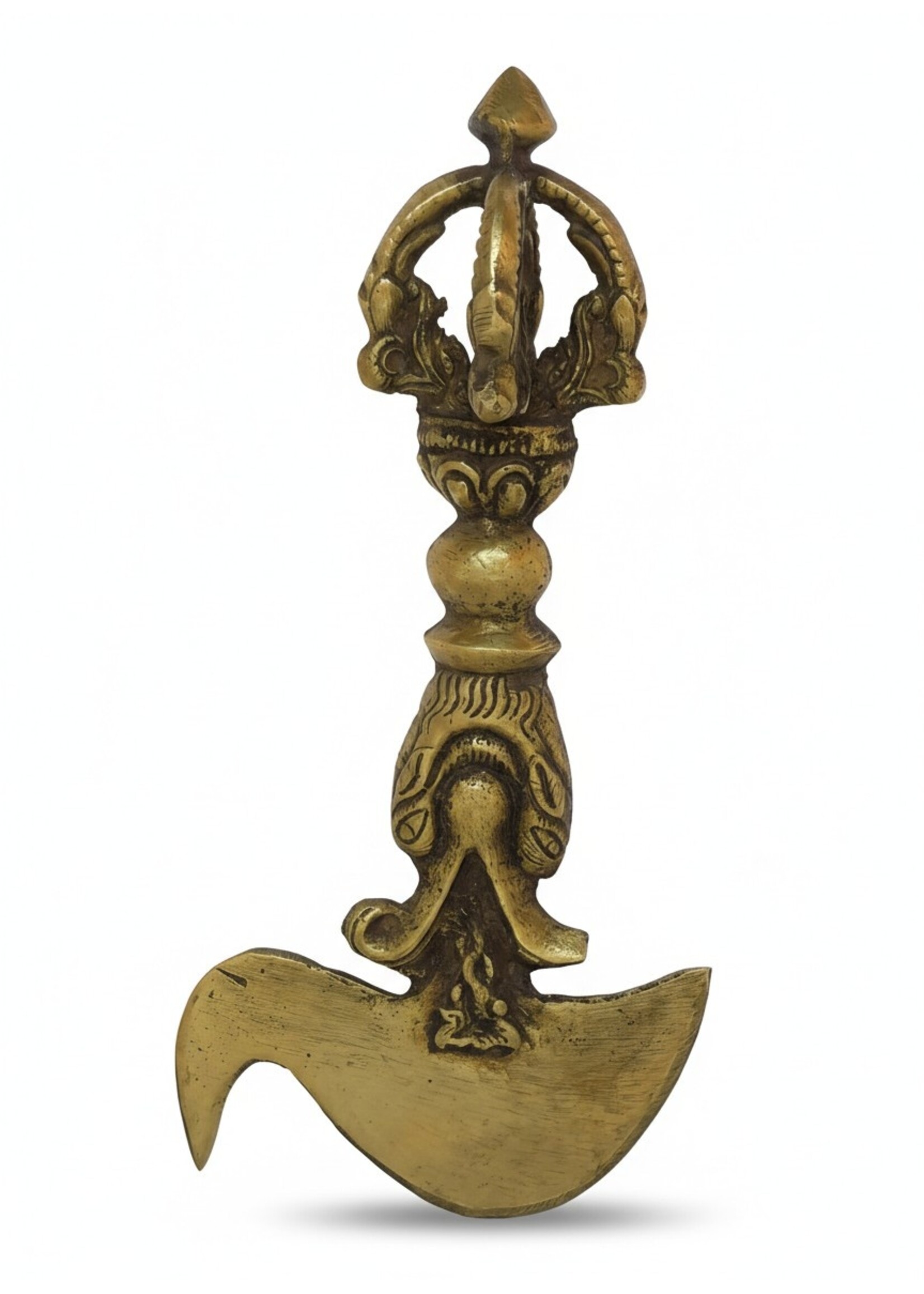 Kartika tibetano Coltello rituale Dorje cinque punte Ottone