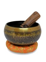 Bol chantant tibétain Set 3 pièces laiton Mantra Om Mani Padme Hum, Ø 11cm, 390g