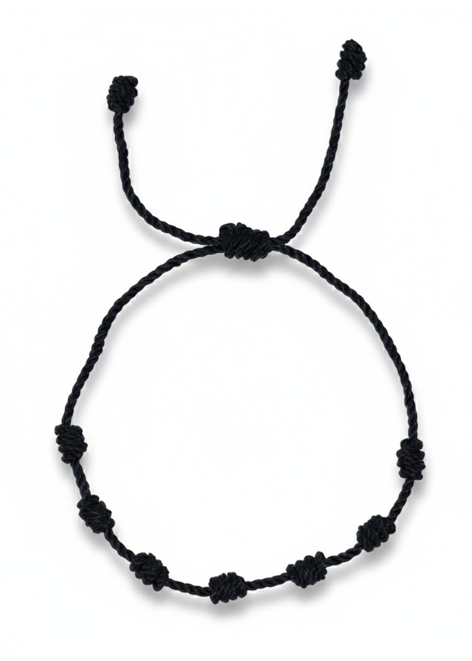 Bracciale portafortuna tibetano con 7 nodi intrecciato a mano