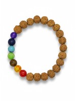 Bracelet Rudraksha avec 7 pierres Chakra élastique, 9mm