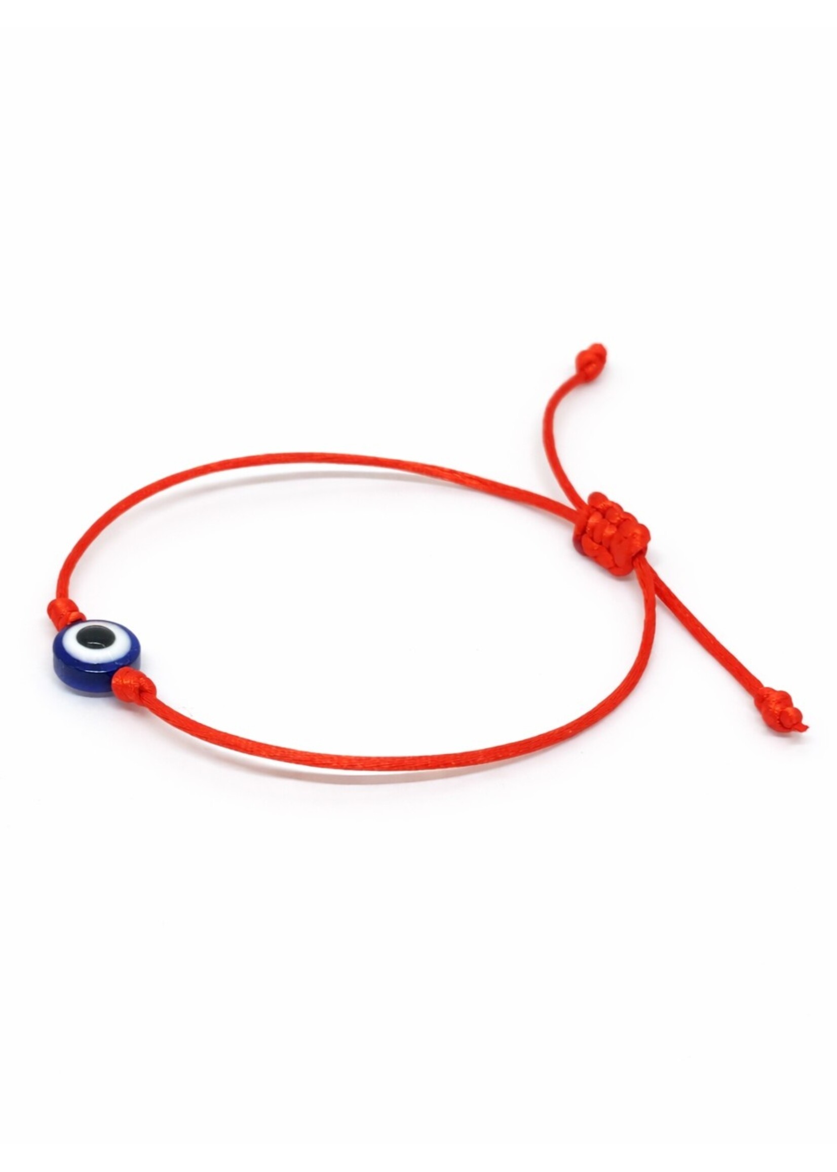 Bracciale portafortuna tibetano cordino rosso con simbolo occhio regolabile