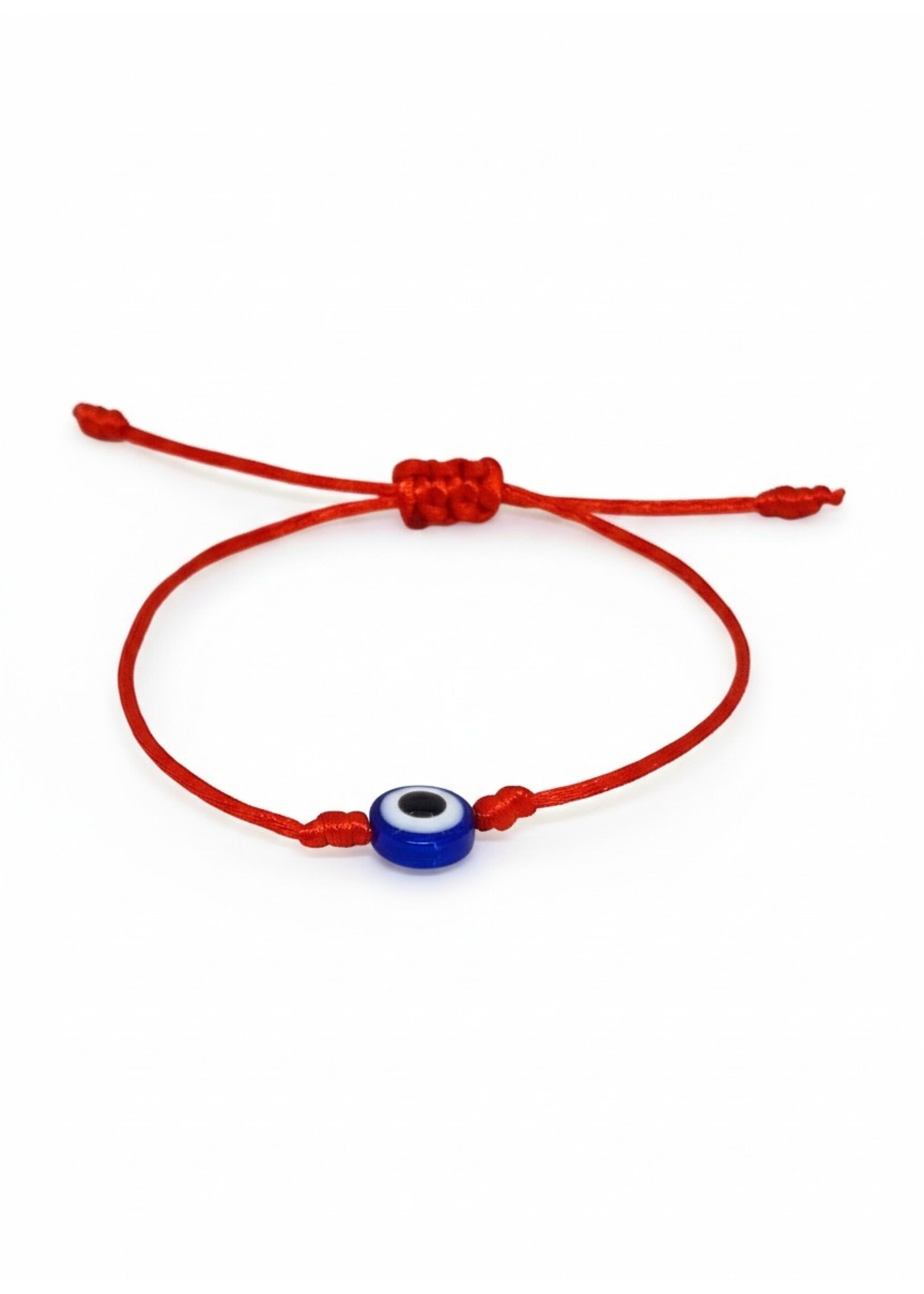 Bracciale portafortuna tibetano cordino rosso con simbolo occhio regolabile