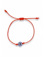 Bracciale portafortuna tibetano cordino rosso con simbolo occhio regolabile