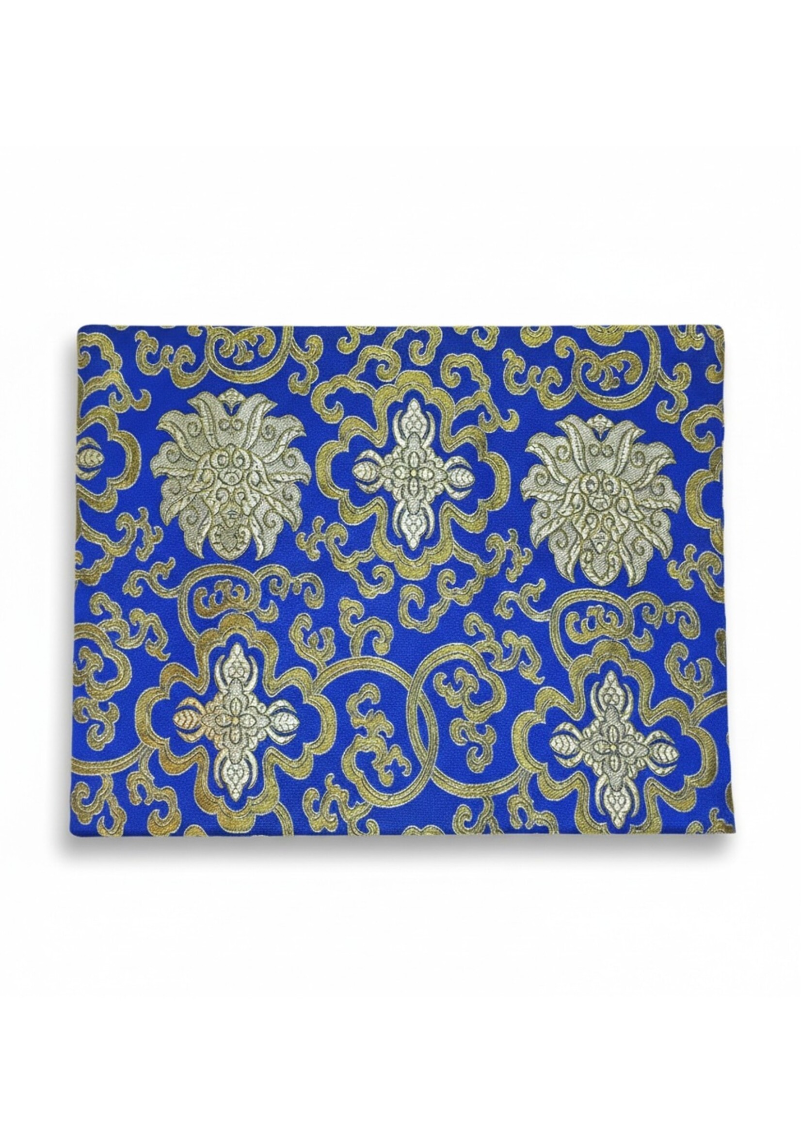 Housse soie brocart pour livre et ordinateur portable faite main, bleue