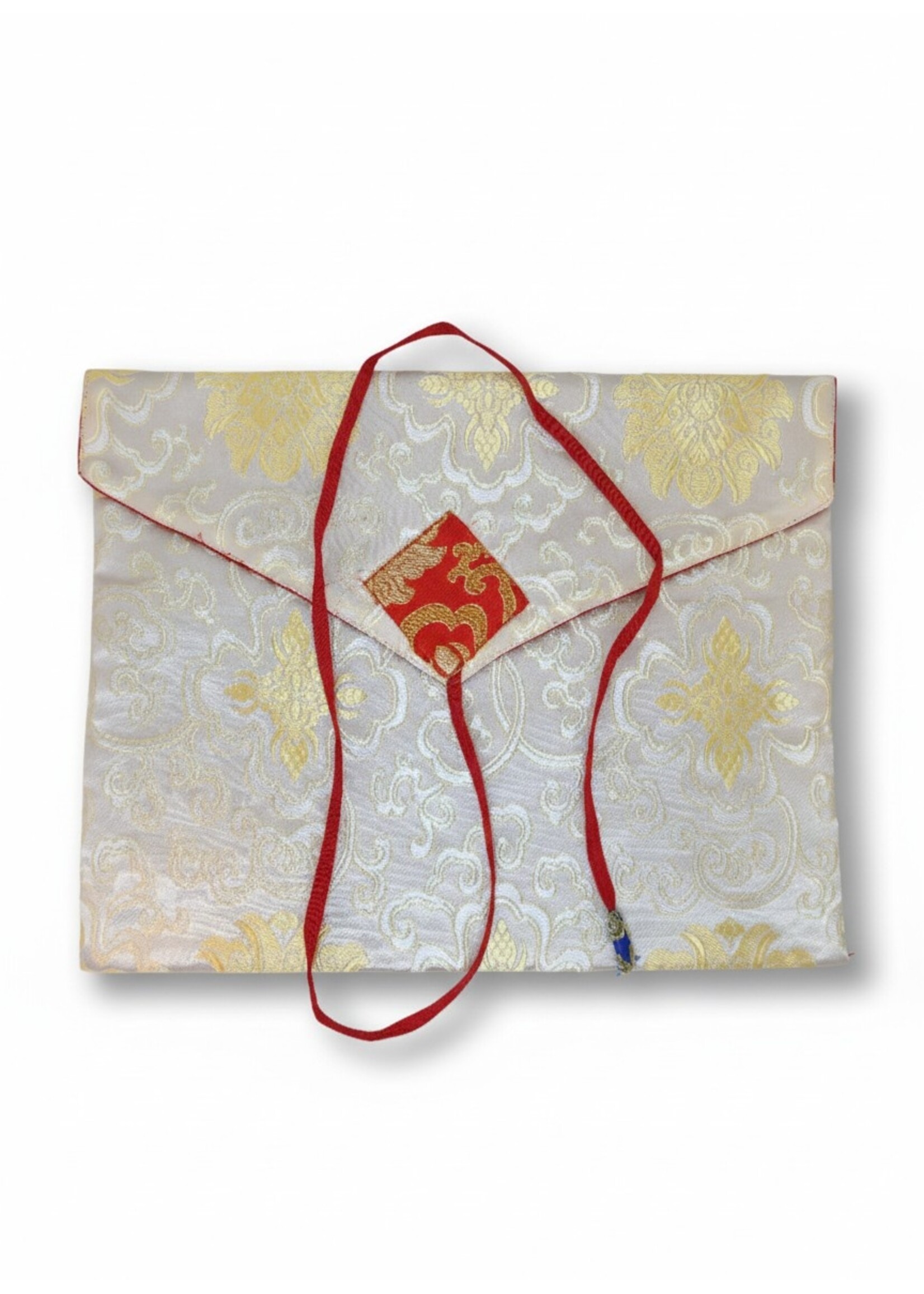 Housse soie brocart pour livre et ordinateur portable faite main, blanche