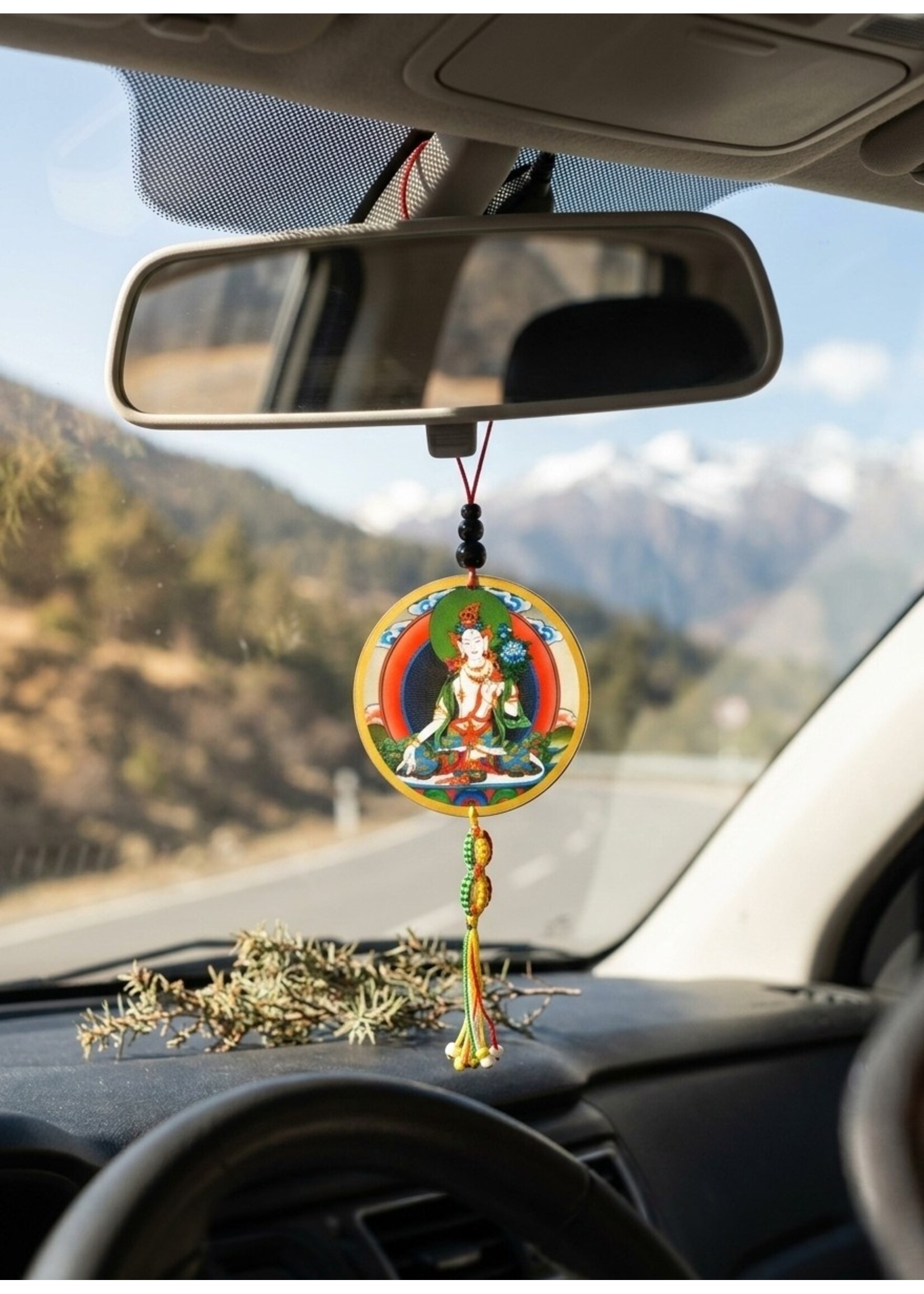 White Tara  Car Mirror Charm and Keychain