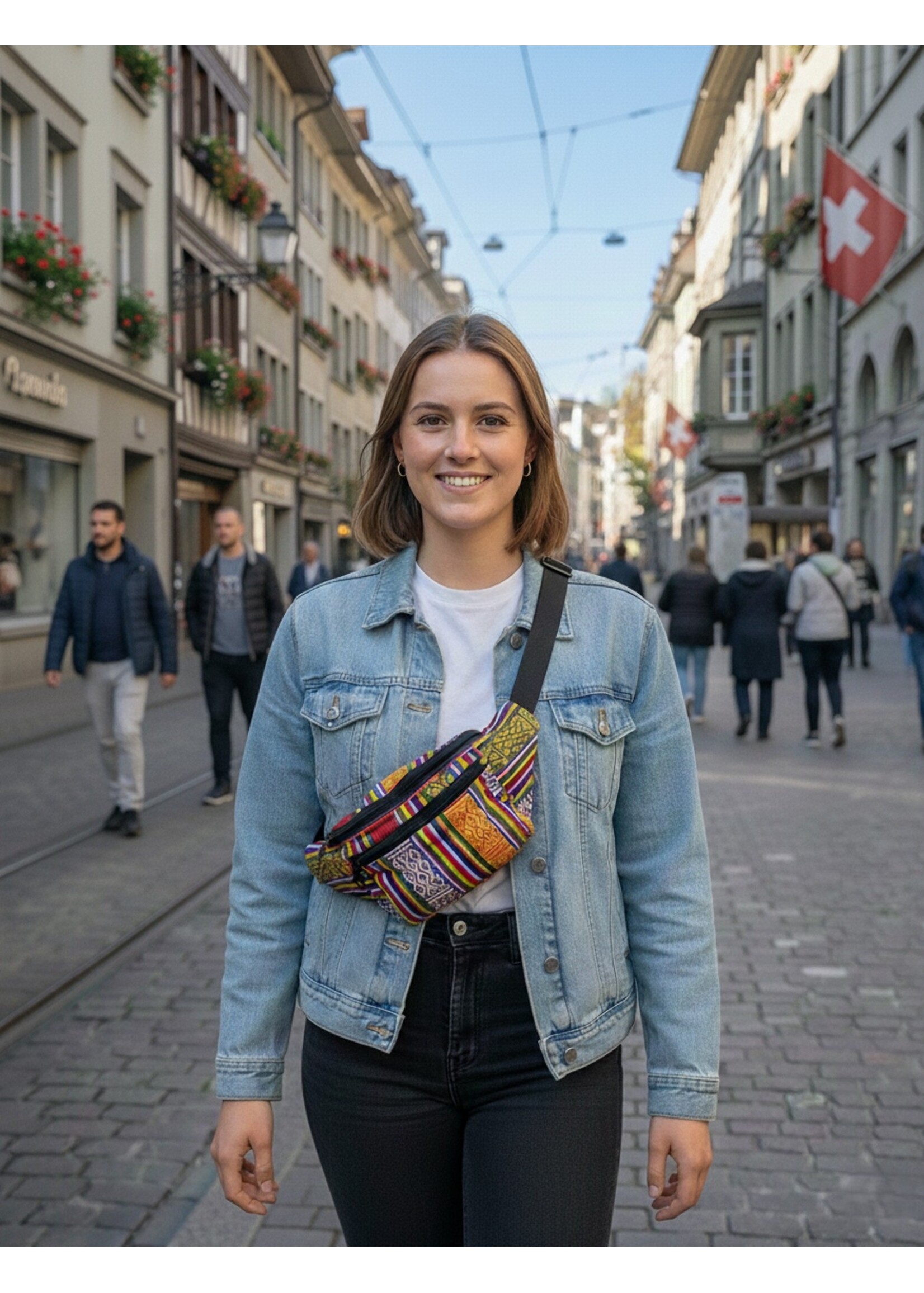 Sac banane tibétain en coton et chanvre fait main, Tenzin