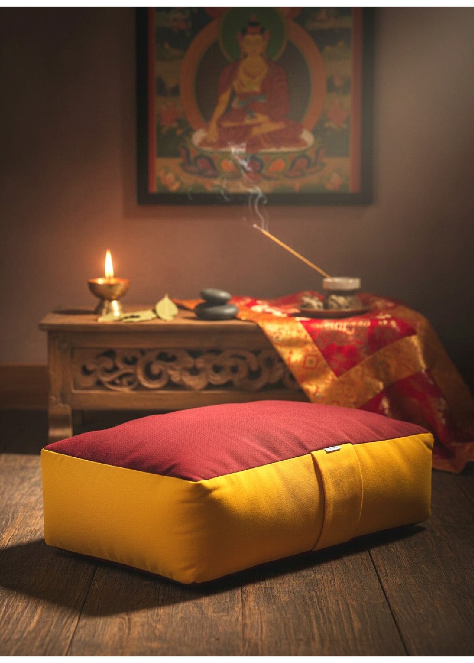 Meditation Cushion Handcrafted, 100% Cotton & Kapok, 30x18x9cm, 900g