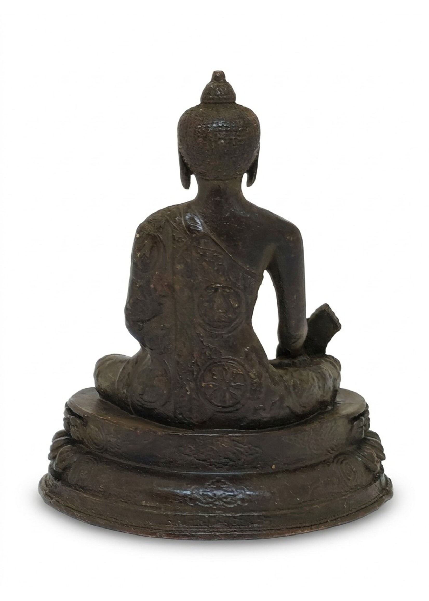 Statue Bouddha de Médecine cuivre Vintage brun foncé