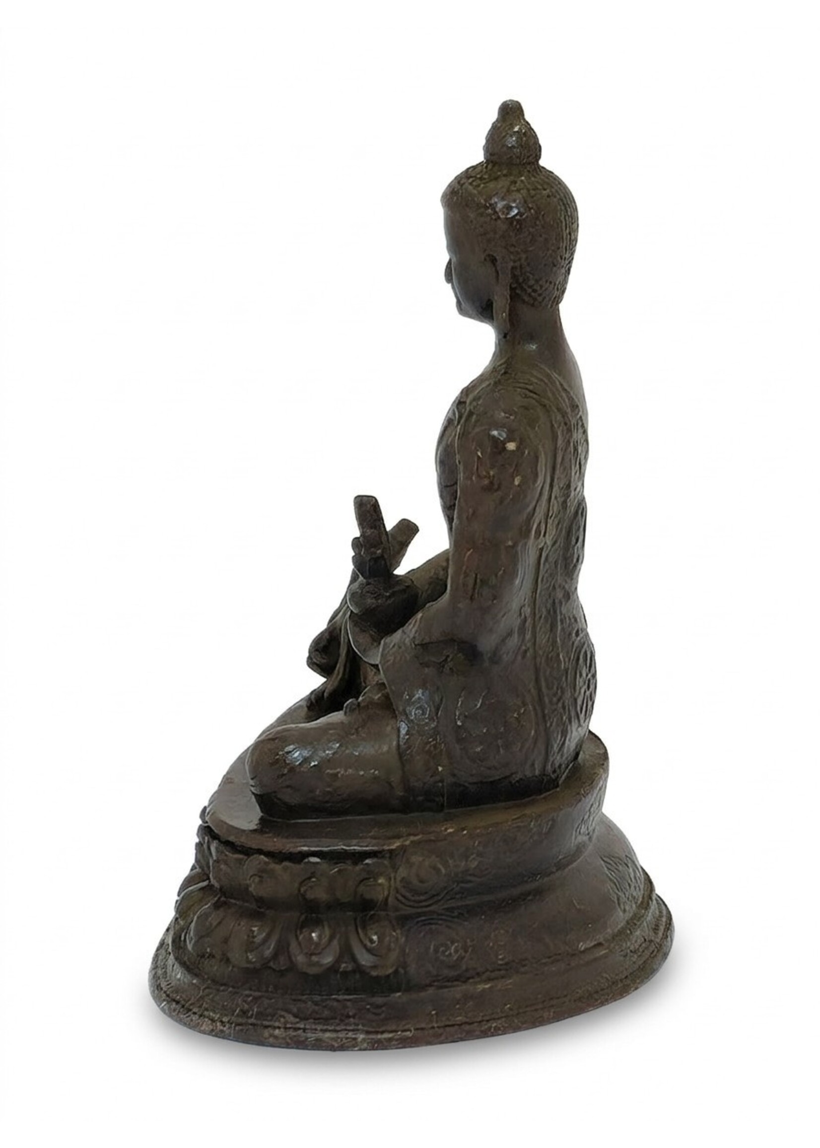 Medicine Buddha Statue Copper Vintage Dark Brown
