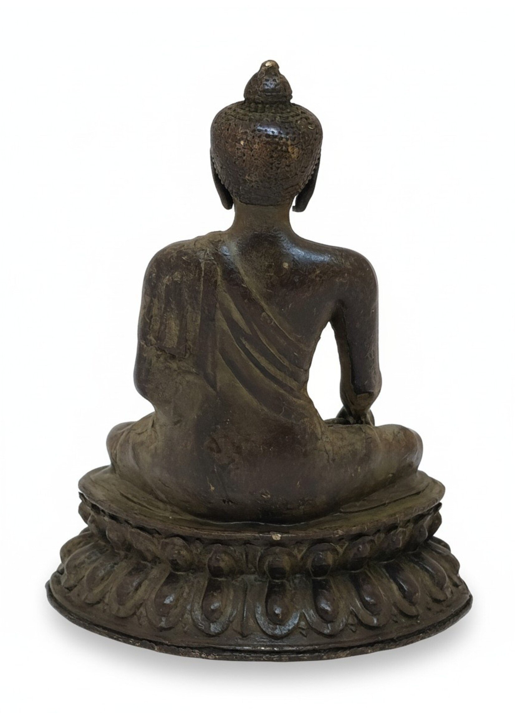 Statua Buddha Shakyamuni rame Vintage marrone scuro