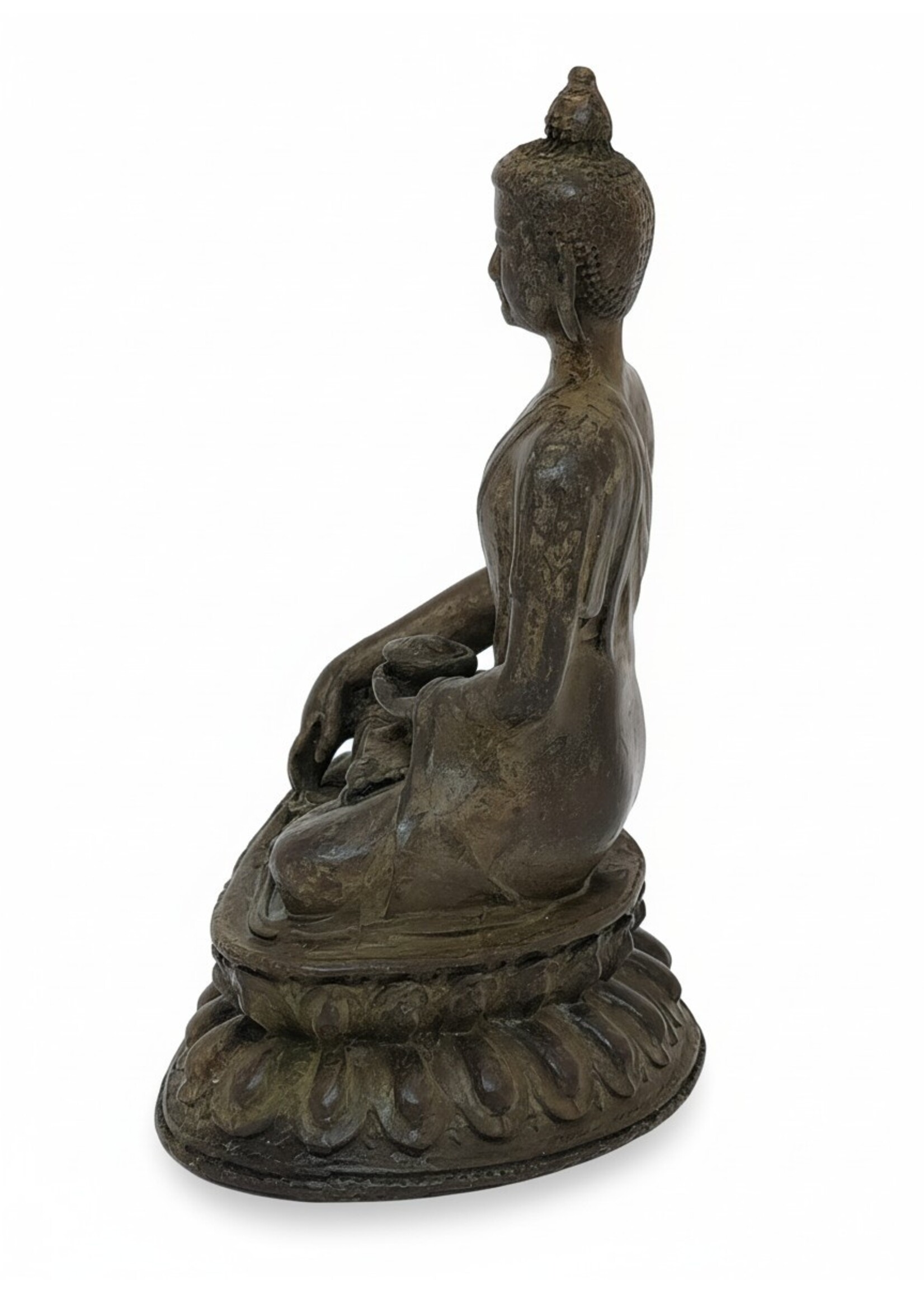 Statue Bouddha Shakyamuni cuivre Vintage brun foncé