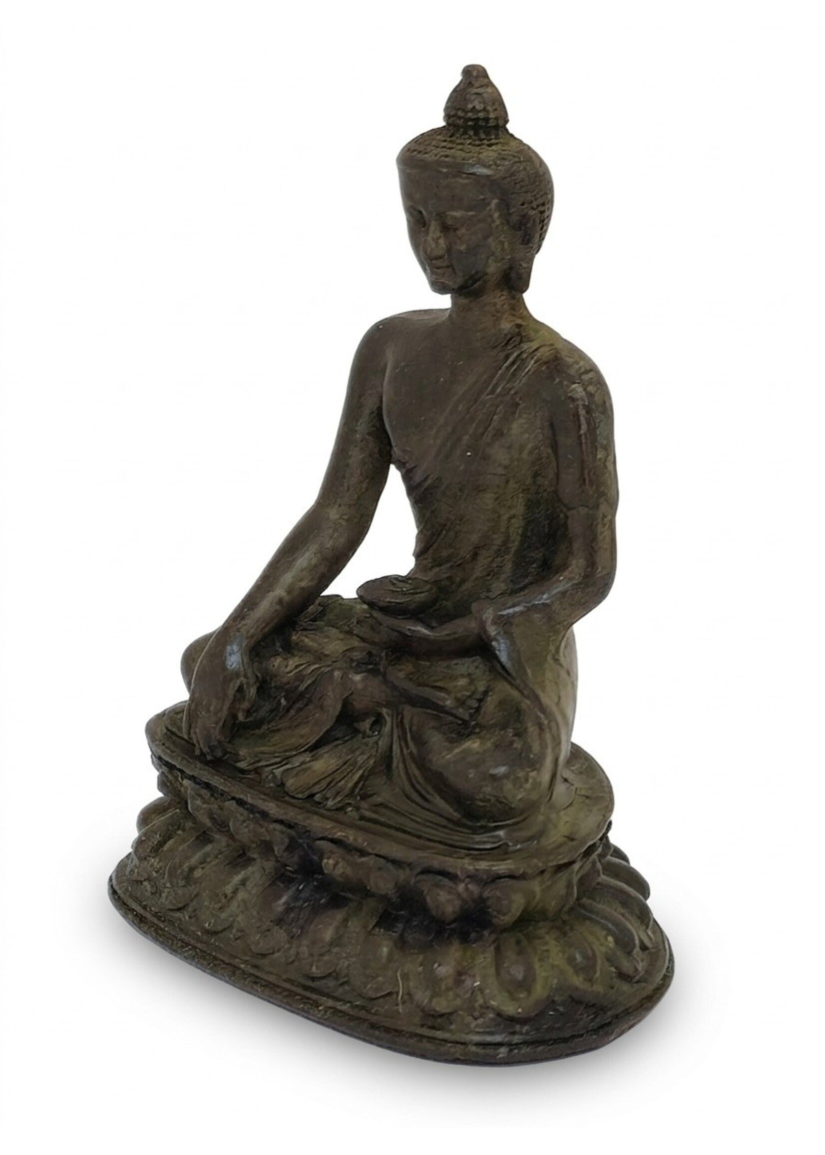 Statua Buddha Shakyamuni rame Vintage marrone scuro