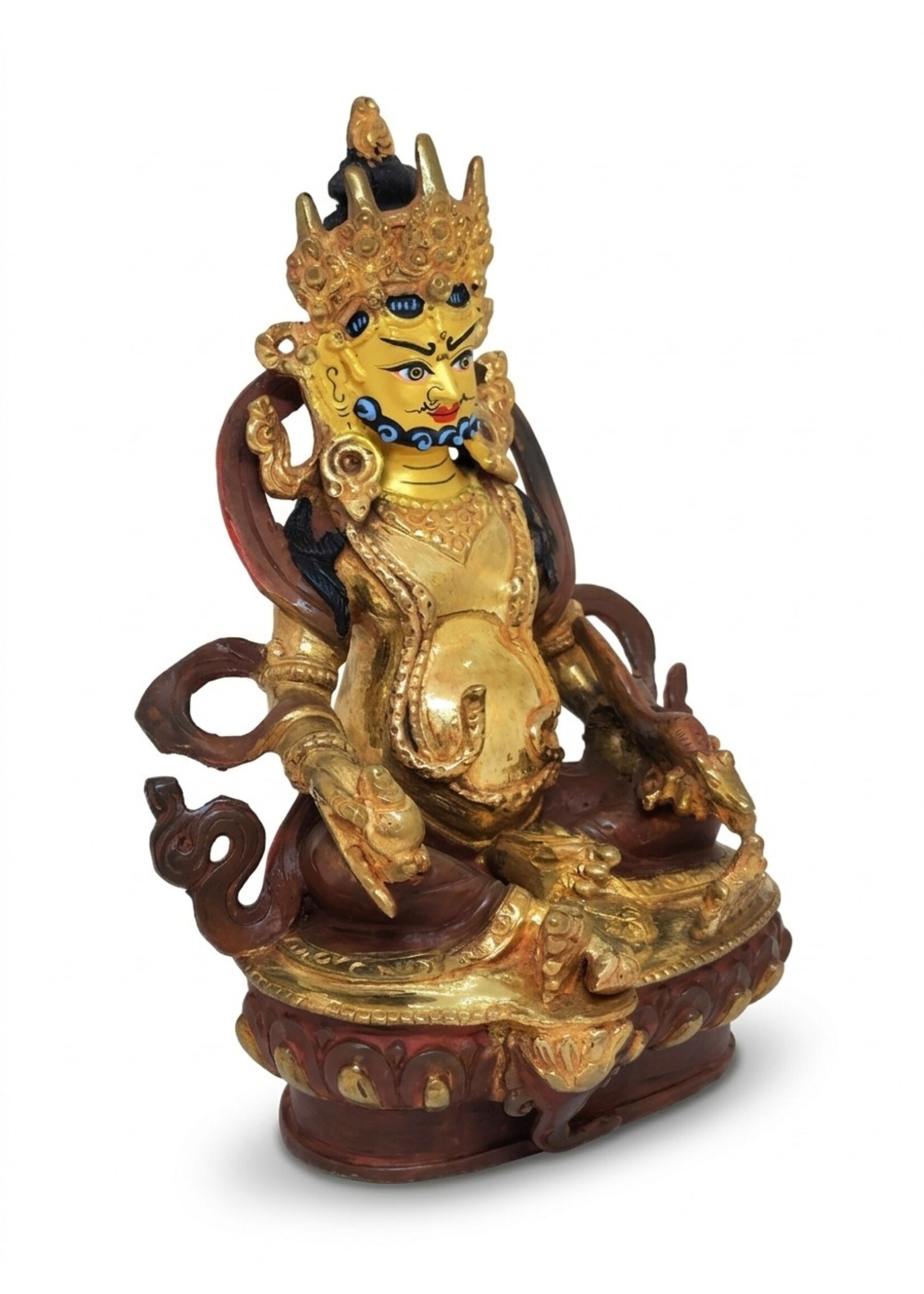 Statua tibetana Zambala fatta a mano rame bronzo dorata