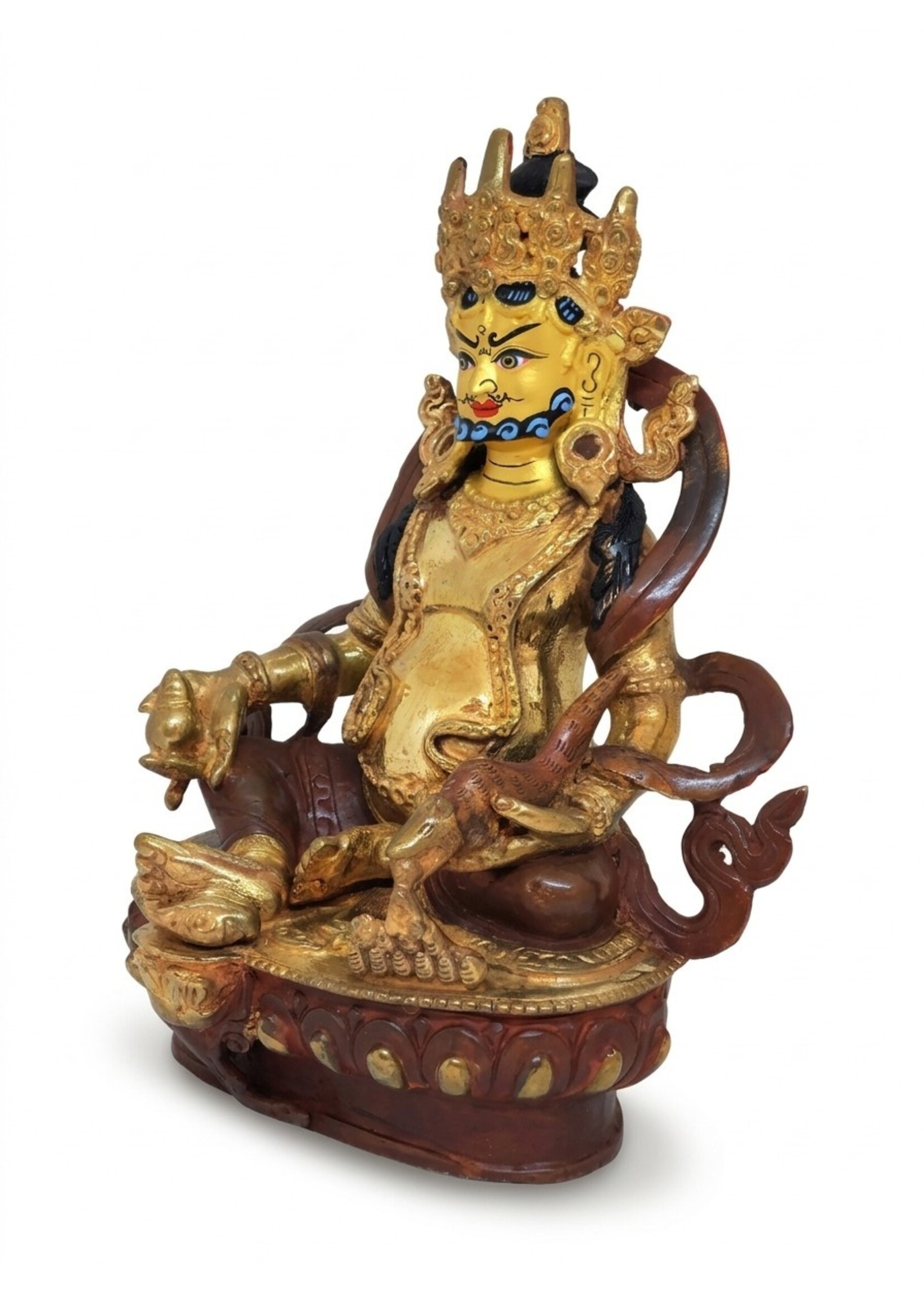 Statua tibetana Zambala fatta a mano rame bronzo dorata